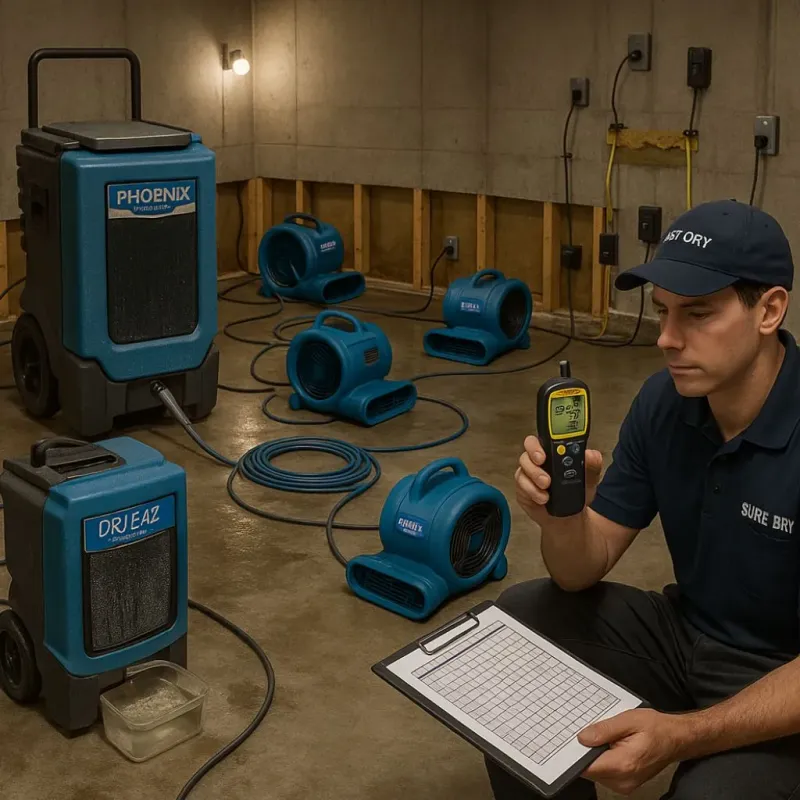 Structural Drying and Dehumidification process in Rohnert Park, CA